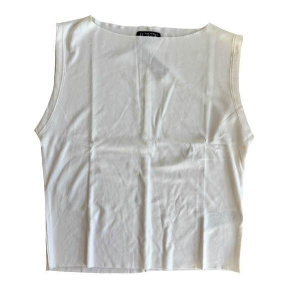 J Crew Ivory Refined Rib Shell Tank Sleeveless Boat Neck Women Sz L Jersey Knit - Picture 2 of 8